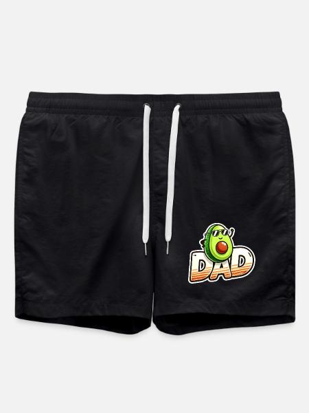 Sunny Avocado Dad Design, Fathers  - Swim Trunks - black
