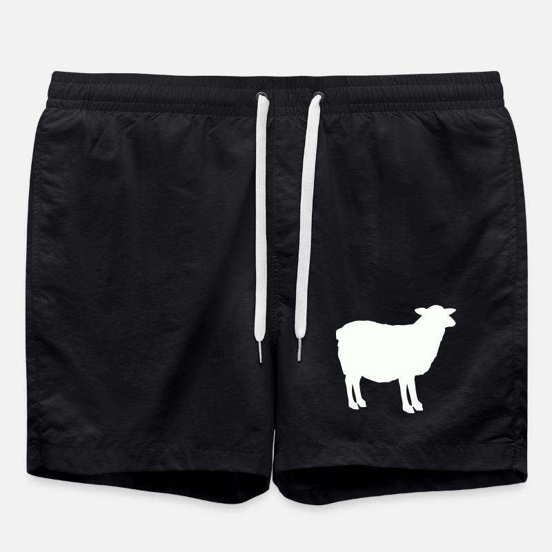 Schaf Silhouette - Badeshorts - Schwarz