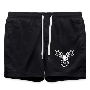 Elch Kopf - Badeshorts - Schwarz - Vorne - AI Model Male 185 light (185cm)