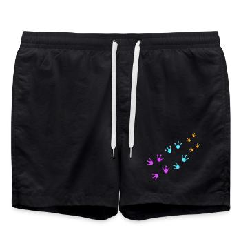 3 Frösche Fußabdrücke Familie Eltern Kind Team süß - Badeshorts - Schwarz - Vorne - AI Model Male 185 light (185cm)