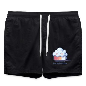 Humour numérique – Mentalement en mode basse consommation - Short de bain - noir - Devant - AI Model Male 185 light (185cm)