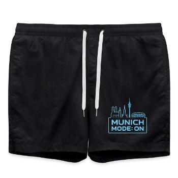 Munich Mode On Skyline Bayern Design - Badeshorts - Schwarz - Vorne - AI Model Male 185 light (185cm)