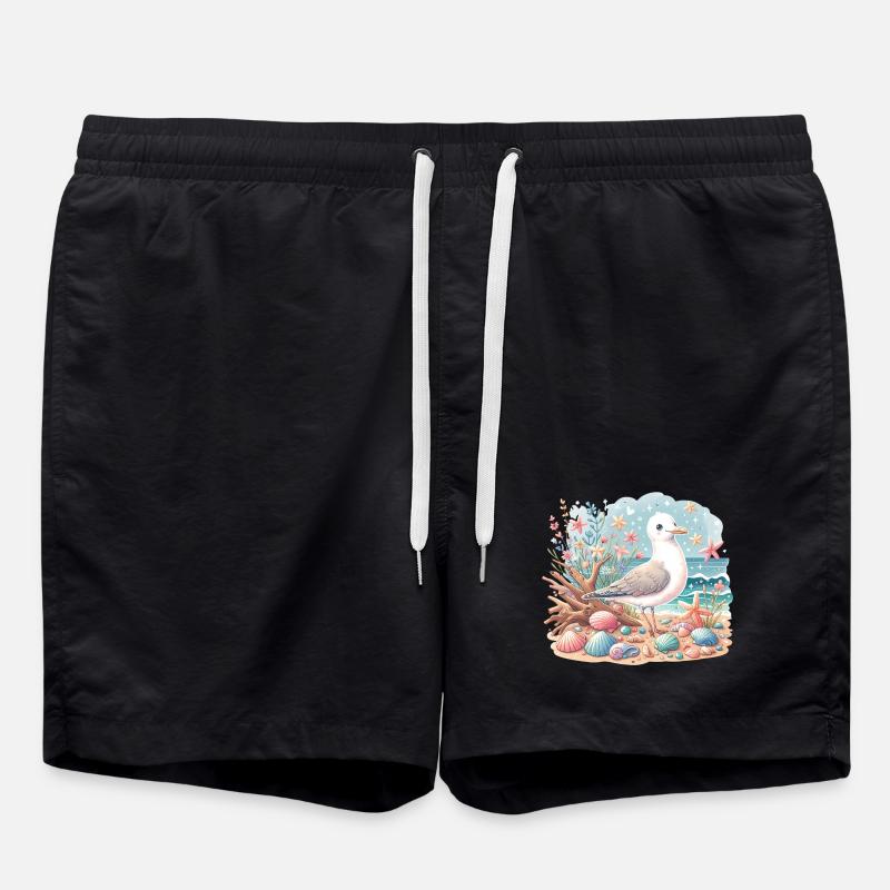 Seagull Beach Shells Maritime Coast - Swim Trunks - black