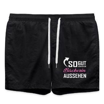 So gut kann nur eine Bäckerin aussehen - Badeshorts - Schwarz - Vorne - AI Model Male 185 light (185cm)