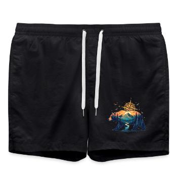 Bär Kompass Natur Design Wildnis Entdecker - Badeshorts - Schwarz - Vorne - AI Model Male 185 light (185cm)