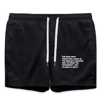 Government Promise Quotes T-Shirt - Swim Trunks - black - Front - AI Model Male 185 light (185cm)