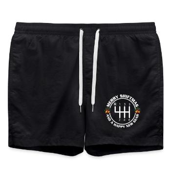 Merry Shiftmas Happy New Gear Funny Car Xmas Quote - Swim Trunks - black - Front - AI Model Male 185 light (185cm)