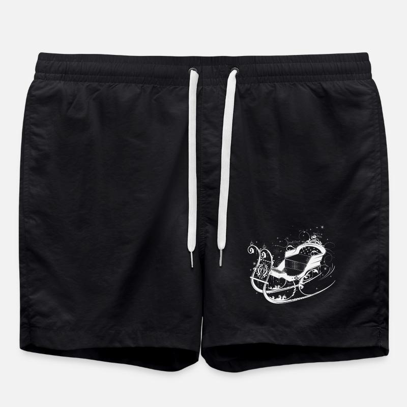 Eleganter Winter-Schlitten Ornamente - Badeshorts - Schwarz