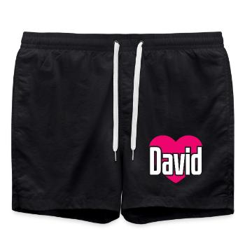 I Love David Pink Heart I Love David - Swim Trunks - black - Front - AI Model Male 185 light (185cm)