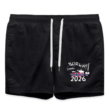 Norway 2026 Pollack with Mountains and Moose Fishing - Swim Trunks - black - Front - AI Model Male 185 light (185cm)