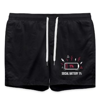 Batterie sociale 1 % Akku - Short de bain - noir - Devant - AI Model Male 185 light (185cm)