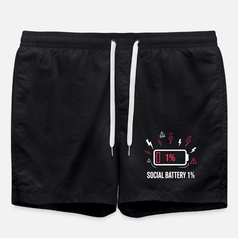 Batterie sociale 1 % Akku - Short de bain - noir