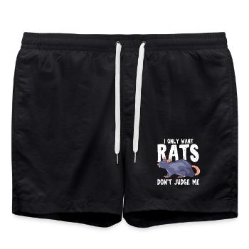 Cute Blue Rat Illustration Pet Rodent Graphic - Badeshorts - Schwarz - Vorne - AI Model Male 185 light (185cm)