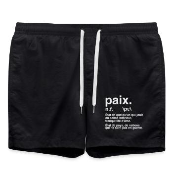 Peace Definition Dictionary Style - Swim Trunks - black - Front - AI Model Male 185 light (185cm)