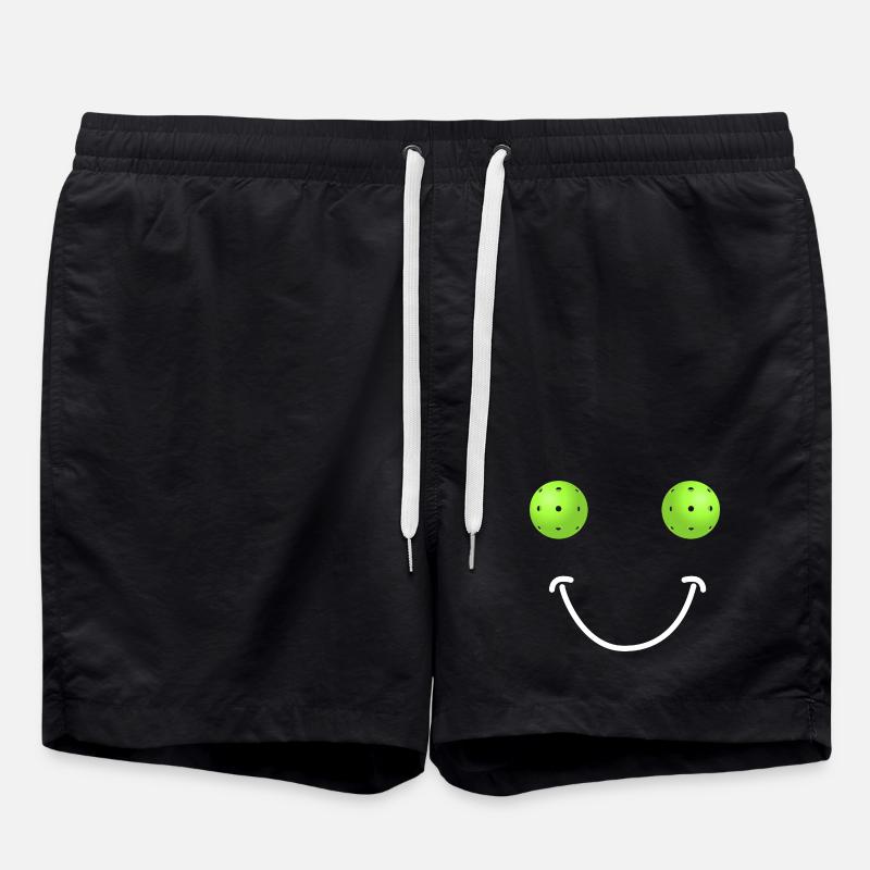 Pickleball Happy Face - Swim Trunks - black
