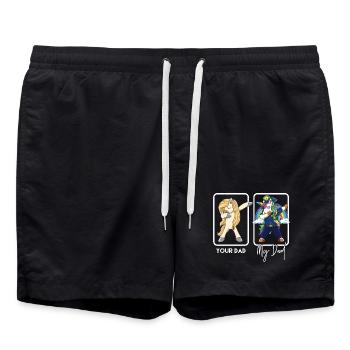 Drôle de policier Papa licorne Policier Policier - Short de bain - noir - Devant - AI Model Male 185 light (185cm)