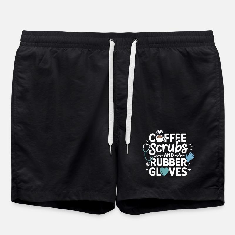 Coffee scrubs and rubber gloves - Swim Trunks - black