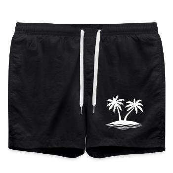 Île de la plage Palm Trees - Short de bain - noir - Devant - AI Model Male 185 light (185cm)