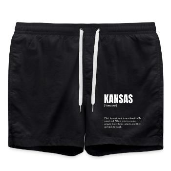 Kansas Resilience in Bold Typography - Swim Trunks - black - Front - AI Model Male 185 light (185cm)