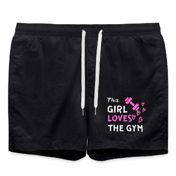 Girl loves gym - Swim Trunks - black - Front - AI Model Male 185 light (185cm)