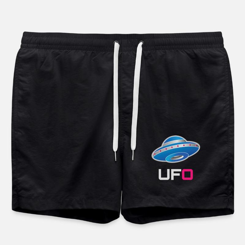 Futuristisches Neon-UFO - Badeshorts - Schwarz