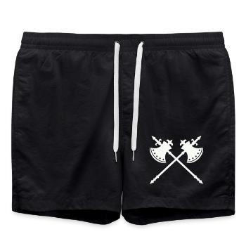 Crossing War Axes - Swim Trunks - black - Front - AI Model Male 185 light (185cm)