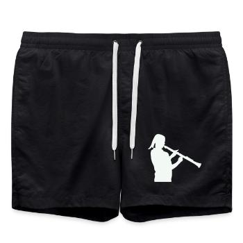 Silhouette mit Klarinette - Badeshorts - Schwarz - Vorne - AI Model Male 185 light (185cm)