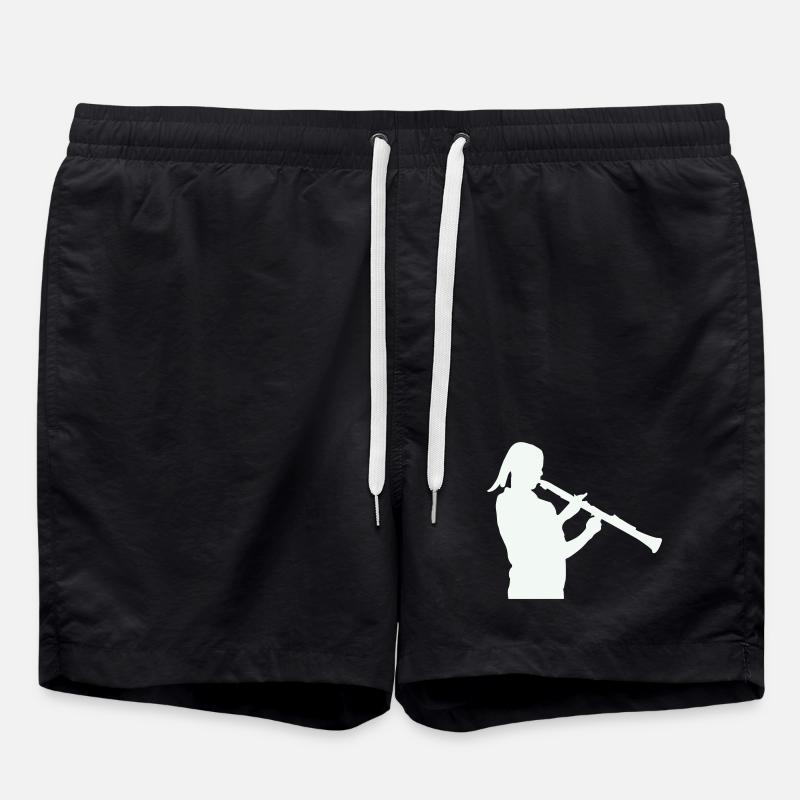 Silhouette with clarinet - Swim Trunks - black