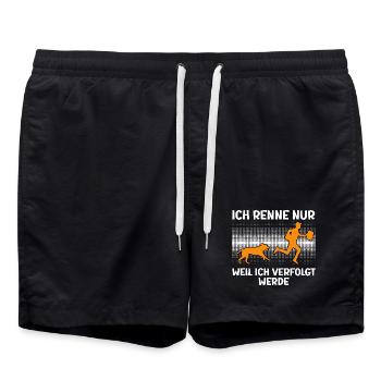 Postman RUN JUST BECAUSE I'M BEING FOLLOWED - Swim Trunks - black - Front - AI Model Male 185 light (185cm)