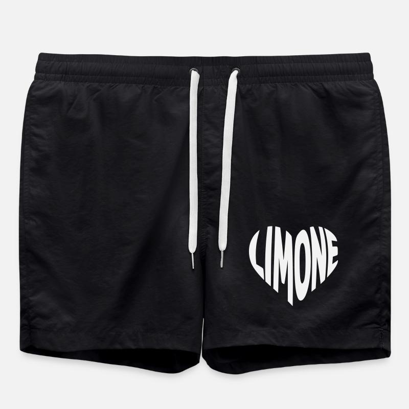 Limone Herz Design - Badeshorts - Schwarz