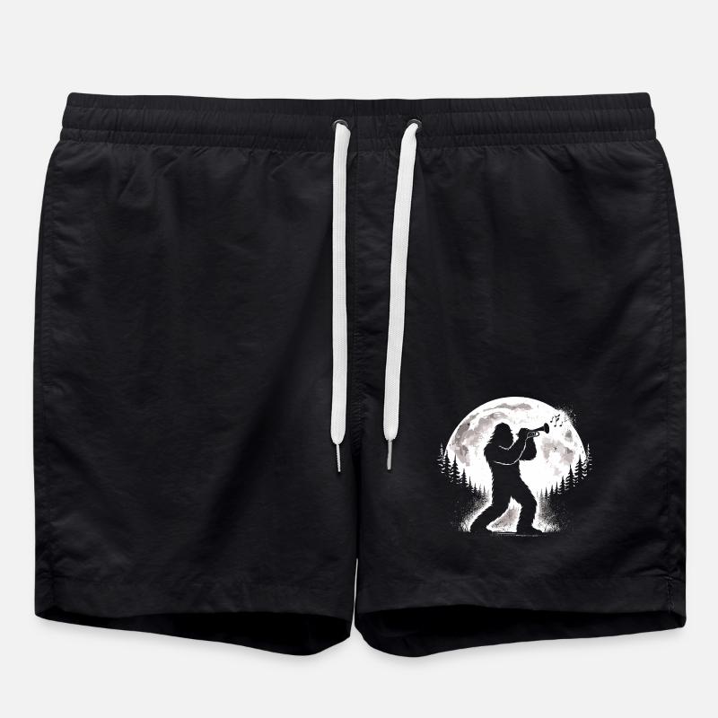 Bigfoot plays trumpet - Swim Trunks - black