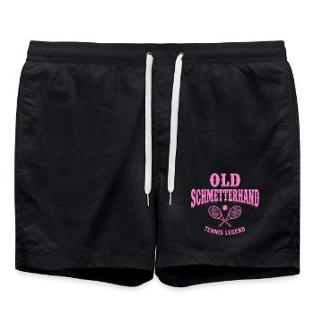 Tennis Fun Shirt, Old Schmetterhand Hoodie, Socken - Badeshorts - Schwarz - Vorne - AI Model Male 185 light (185cm)