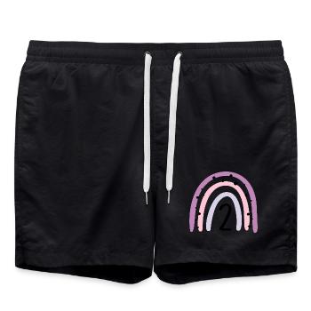 Birthday 2 Rainbow Girl Two Year Old - Swim Trunks - black - Front - AI Model Male 185 light (185cm)