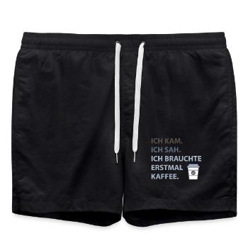 Ich kam. Ich sah. Ich brauchte erstmal Kaffee. - Badeshorts - Schwarz - Vorne - AI Model Male 185 light (185cm)