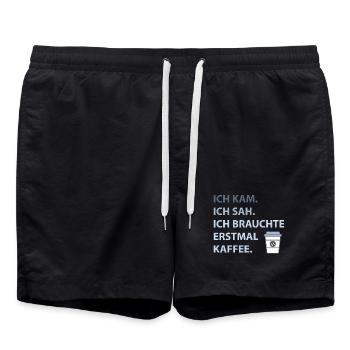 Ich kam. Ich sah. Ich brauchte erstmal Kaffee. - Badeshorts - Schwarz - Vorne - AI Model Male 185 light (185cm)