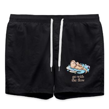 Otter Family Go with the Flow - Swim Trunks - black - Front - AI Model Male 185 light (185cm)