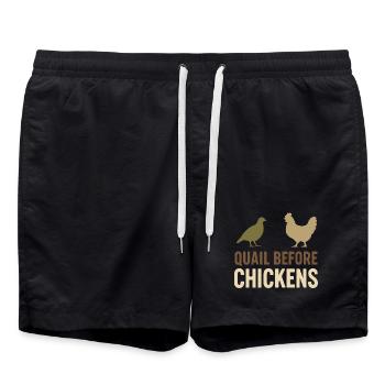 Wachtelhalter Wachtelbauer Hinterhofwachtel - Badeshorts - Schwarz - Vorne - AI Model Male 185 light (185cm)