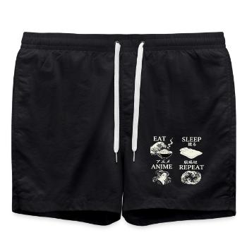 Eat Sleep Anime Repeat - Badeshorts - Schwarz - Vorne - AI Model Male 185 light (185cm)