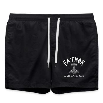 Fathor God Among Dads Viking Humor - Swim Trunks - black - Front - AI Model Male 185 light (185cm)