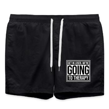 Get In Loser We're Going To Therapy Therapie Logo - Swim Trunks - black - Front - AI Model Male 185 light (185cm)