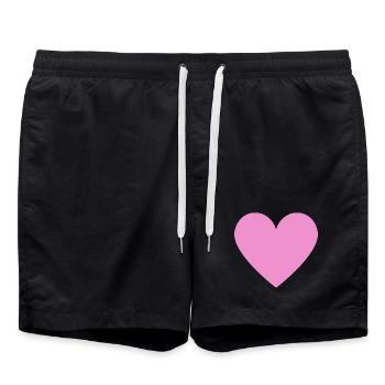 Rosa Herz minimalistischer Look - Badeshorts - Schwarz - Vorne - AI Model Male 185 light (185cm)