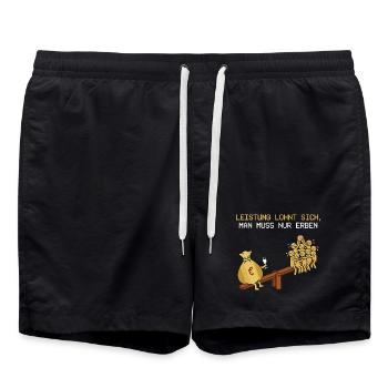 Leistung Lohnt Sich, Man Muss Erben - Badeshorts - Schwarz - Vorne - AI Model Male 185 light (185cm)