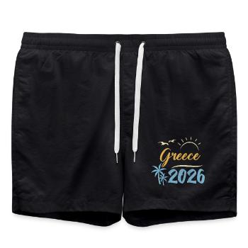 Greece 2026 - Badeshorts - Schwarz - Vorne - AI Model Male 185 light (185cm)