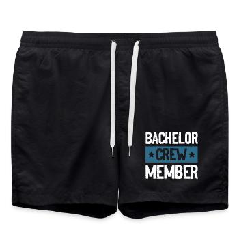Bachelor Crew - Badeshorts - Schwarz - Vorne - AI Model Male 185 light (185cm)