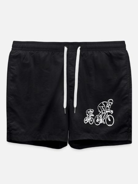 Cyclist Drawing - Swim Trunks - black