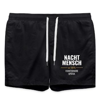 Nachtmensch – Funktioniere später - Badeshorts - Schwarz - Vorne - AI Model Male 185 light (185cm)