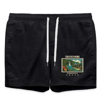 Mikronesien Pohnpei Vintage Reisemarke - Badeshorts - Schwarz - Vorne - AI Model Male 185 light (185cm)