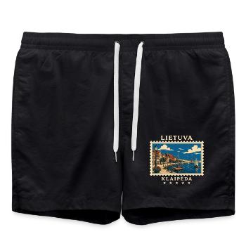 Litauen Klaipėda Vintage Reisemarke - Badeshorts - Schwarz - Vorne - AI Model Male 185 light (185cm)
