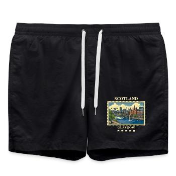 Schottland_Glasgow_Vintage_Reisemarke - Badeshorts - Schwarz - Vorne - AI Model Male 185 light (185cm)