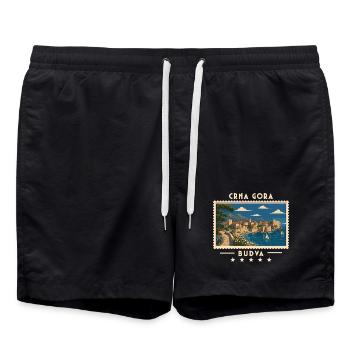 Montenegro Budva Vintage Reisemarke - Badeshorts - Schwarz - Vorne - AI Model Male 185 light (185cm)